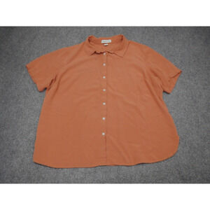 Coldwater Creek‎ Button Up Shirt Plus Size 1X Womens Red-Orange Short Sleeve *